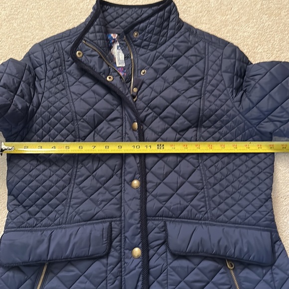 Joules navy blue quilted zip/snap jacket Sz 12 - Picture 10 of 13